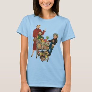 Camiseta Familia Retro, Mamá y Niños Carrito de Compras de 