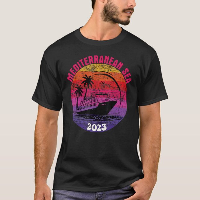 Camiseta Familia Retro Sunset 2023 de crucero por el mar Me (Anverso)