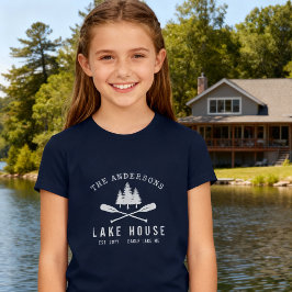 Camiseta Familia Rustic Lake House Nombre Boat Oars Trees