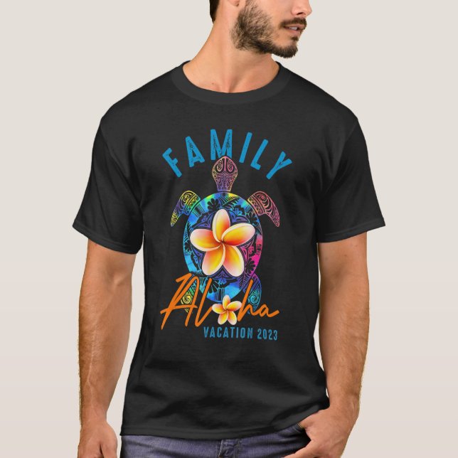 Camiseta Familia Temática Aloha Hawaii 2023 Tie Dye Sea Tur (Anverso)