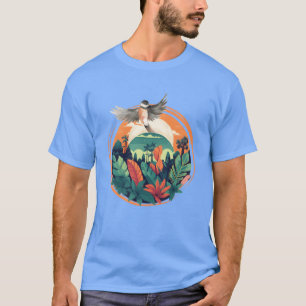 Camiseta Familia Tropical Bird and Jungle Sunset Scene