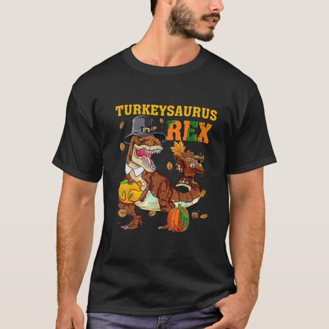 Camiseta Familia Turquía Saurus Rex Funny Dinosaur T Rex Th (Anverso)