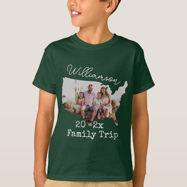 Camiseta Familia Vacaciones en EE.UU. RoadTrip Foto Familia (Anverso)