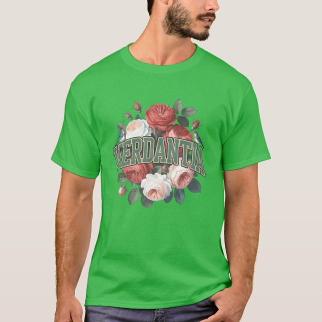 Camiseta Familia Verda Floral Emblem con Aves Design (Anverso)