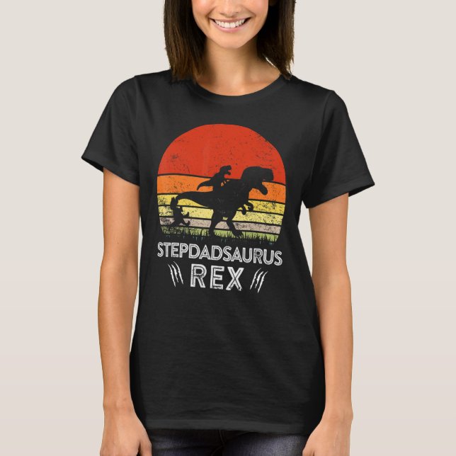 Camiseta Familia Vintage Stepdadsaurus Rex Dinosaur Mating (Anverso)