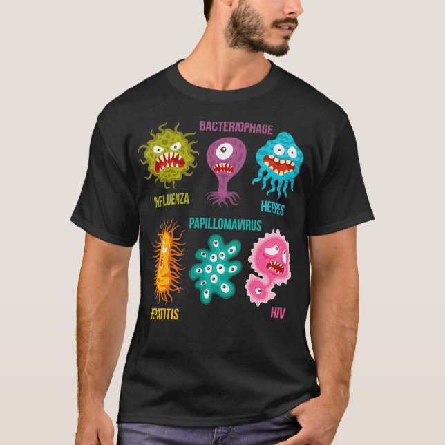 Camiseta Familia Virológica De Virus Coloridos Cutos (Anverso)