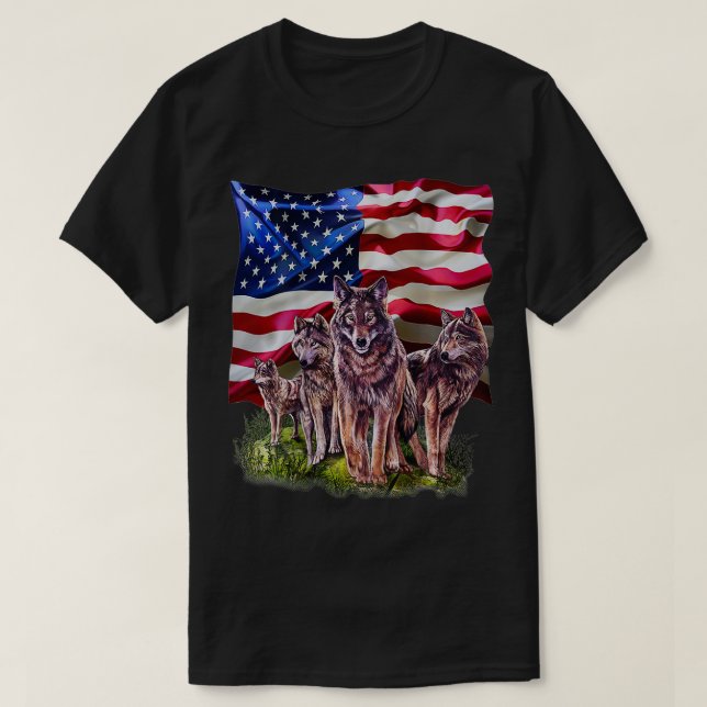 Camiseta Familia Wolf con bandera de los Estados Unidos (Diseño del anverso)