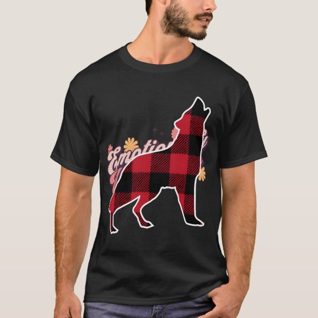 Camiseta Familia Wolf Red Plaid Búfalo Familia Paja (Anverso)