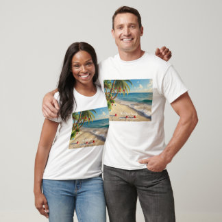 Camiseta familiar de Navidad tropical personalizad