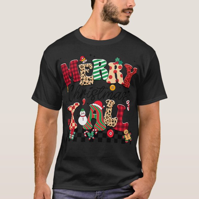 Camiseta Family 2024 Merry Christmas Y'All Buffalo Plaid Re (Anverso)