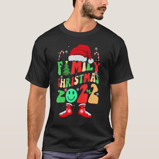 Camiseta family christmas 2022 groovy Pajama matching Santa (Anverso)