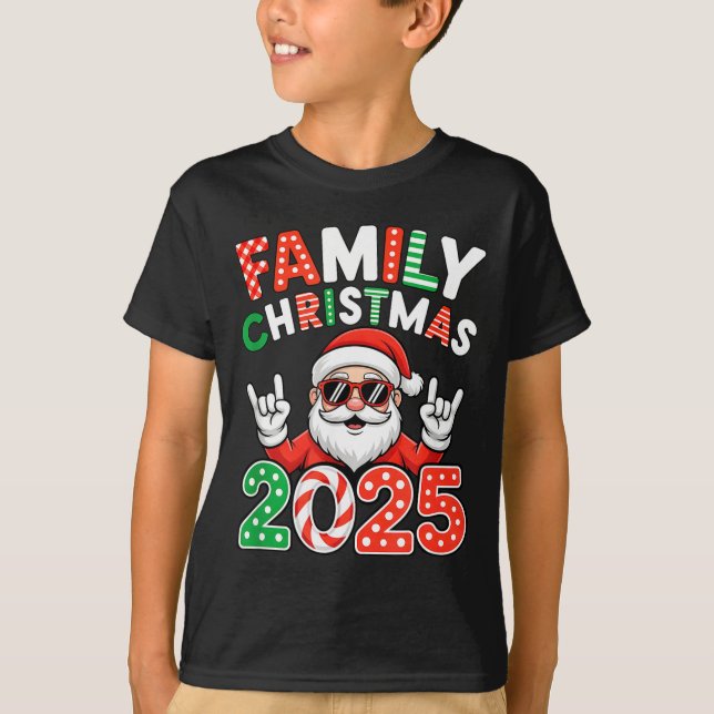 Camiseta Family Christmas 2025 Rocker Santa Sungles Matchin (Anverso)
