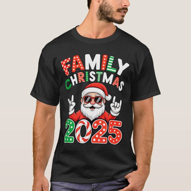 Camiseta Family Christmas 2025 Rocker Santa Sungles Matchin (Anverso)