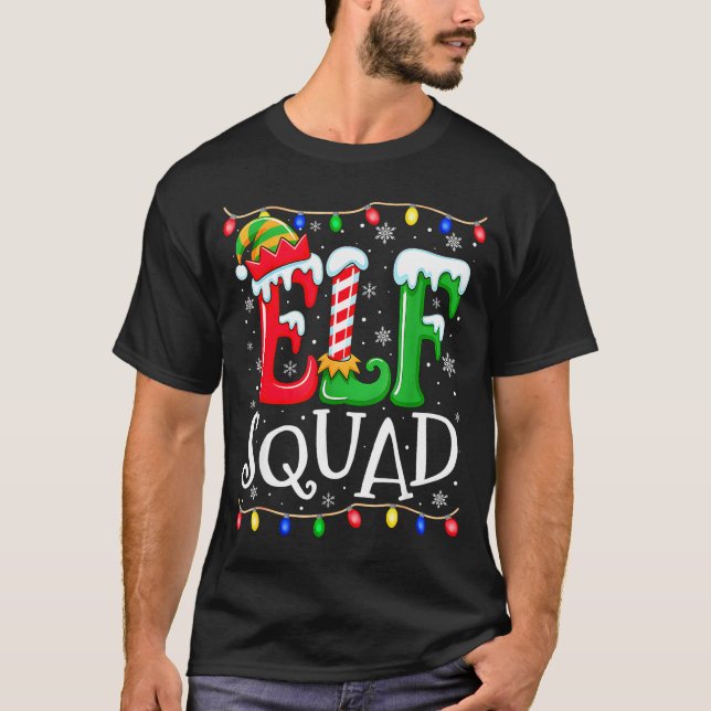 Camiseta Family Christmas Matching Pajamas Elf Xmas Squad  (Anverso)
