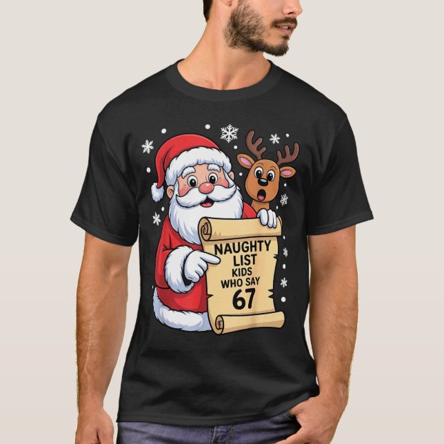 Camiseta Family Christmas Meme About Naughty List And Six S (Anverso)