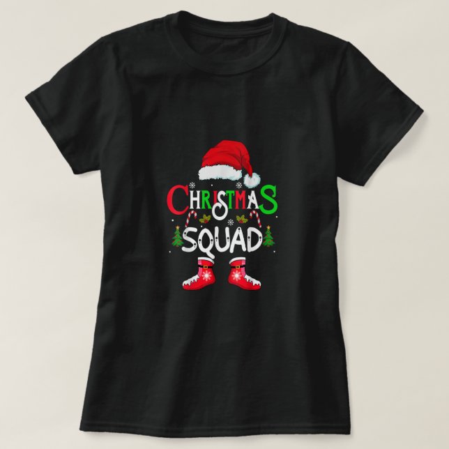Camiseta family christmas squad santa 2022 team Xmas tree P (Diseño del anverso)