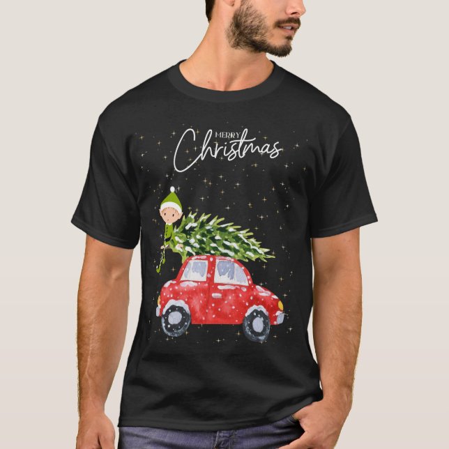 Camiseta Family Christmas Vintage Truck Personalized  (Anverso)