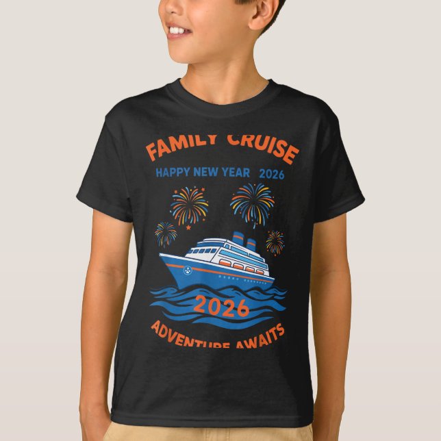 Camiseta Family Cruise Happy New Year 2026 Adventure  (Anverso)