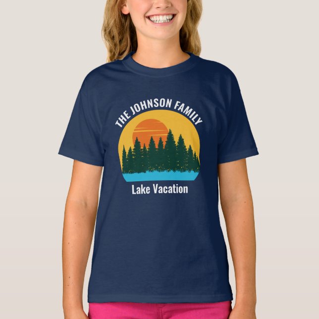 Camiseta Family Lake Trip Cute Niños Sunset Personalizados (Anverso)