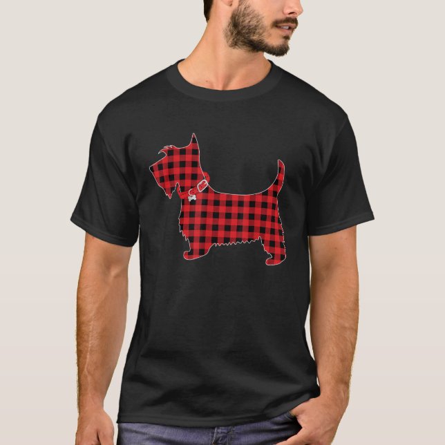 Camiseta Family Matching Buffalo Plaid Scottie Dog Christma (Anverso)