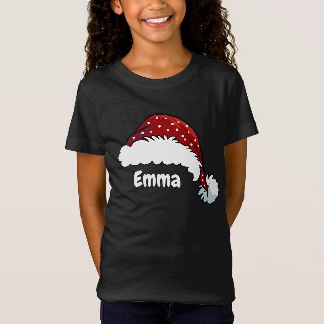 Camiseta Family Matching Christmas Santa Hat Custom Name (Anverso)
