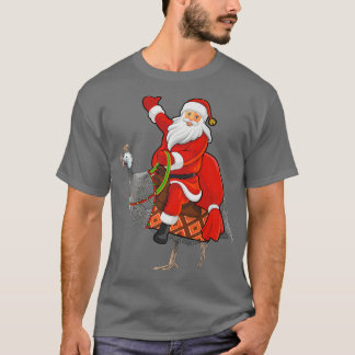 Camiseta Family Matching Funny Santa Riding Guinea Fowl Chr