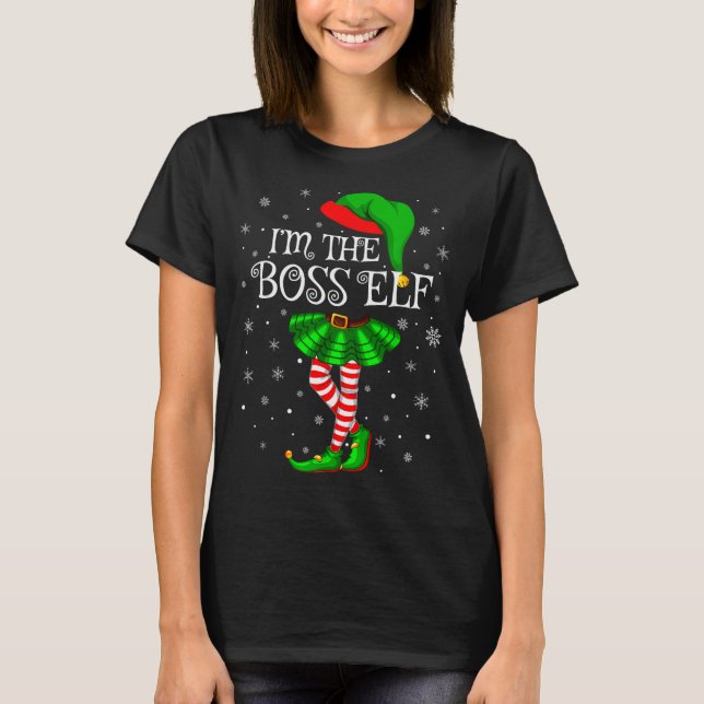 Camiseta Family Matching Women Girls I'm The Boss Elf Chris (Anverso)