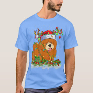Camiseta Family Matching Xmas Lighting Santa Chow Chow Dog