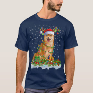 Camiseta Family Matching Xmas Lighting Santa Shiba Inu Dog