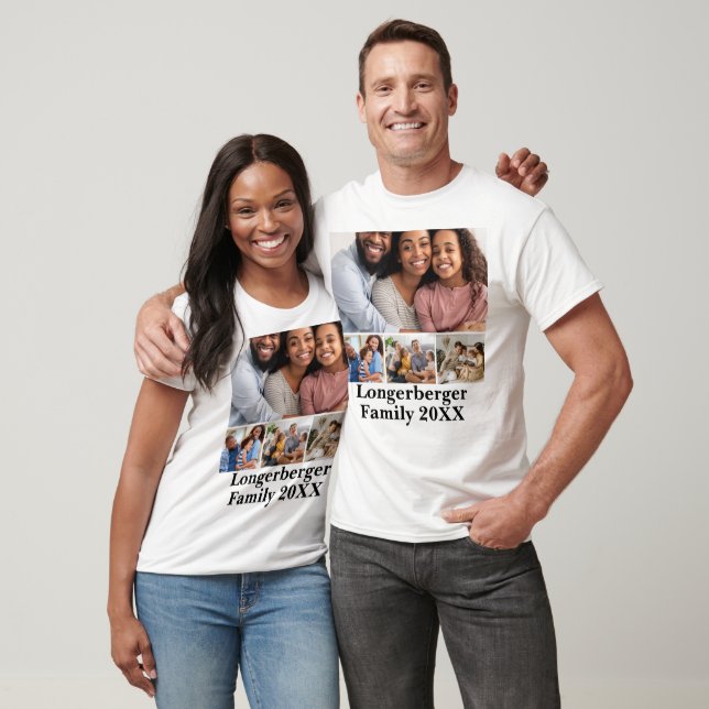 Camiseta Family Name & Year Photo Collage Template (Unisexo)