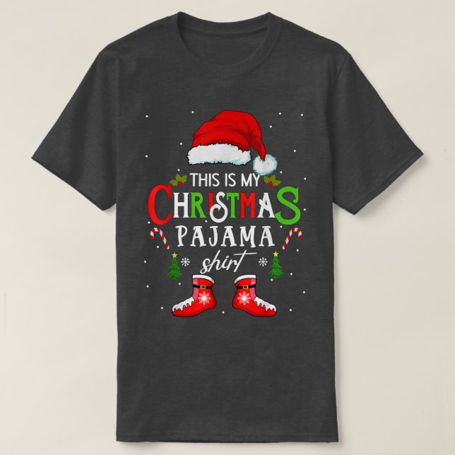 Camiseta Family Santa hat funny mas This is My Christmas Pa (Diseño del anverso)