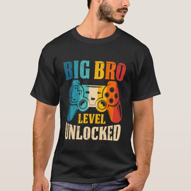 Camiseta Family Set Big BRO Level Unlocked Funny (Anverso)