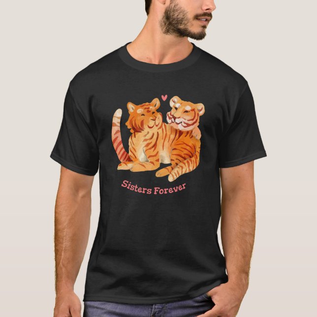 Camiseta Family Siblings Sister Forever Tiger Heart Love Lu (Anverso)