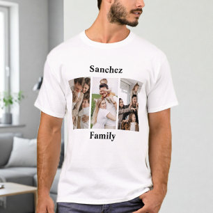 Camiseta  Family T-Shirt with Custom Text and Three Photos