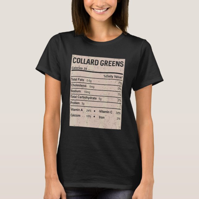 Camiseta Family Thanksgiving  Collard greens Nutrition Fact (Anverso)