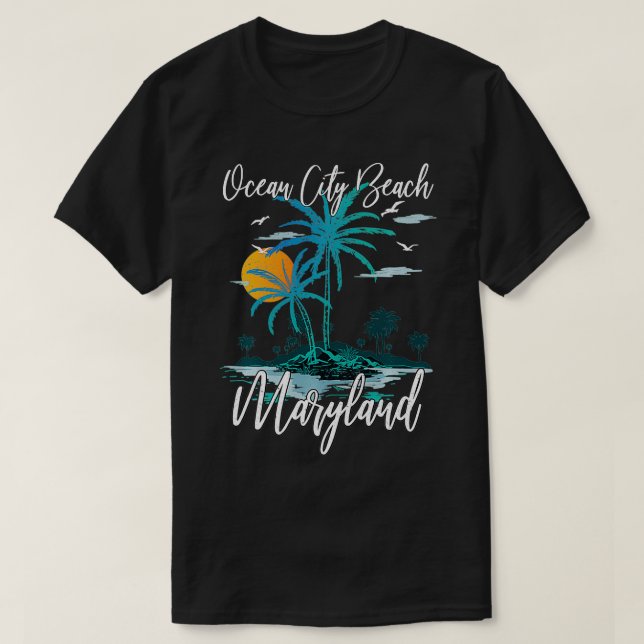 Camiseta Family Vacation Retro Sunset Maryland Ocean City B (Diseño del anverso)