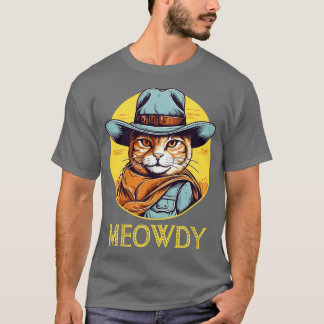 Camiseta Famosa Cowboy Cat Cowgirl Meow Howdy Meowdy 17