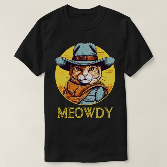Camiseta Famosa Cowboy Cat Cowgirl Meow Howdy Meowdy 17 (Diseño del anverso)