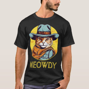 Camiseta Famosa Cowboy Cat Cowgirl Meow Howdy Meowdy 17