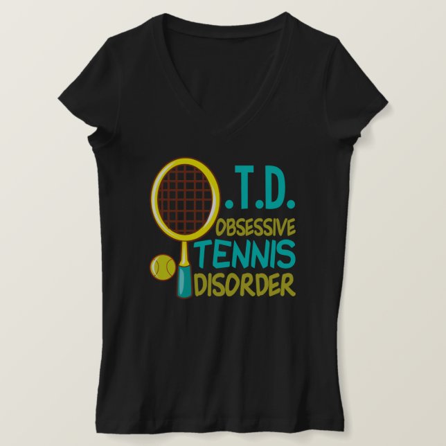 Camiseta Famosa jugadora de tenis en el cuello-V femenino (Anverso del diseño)