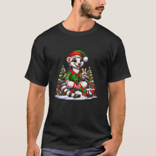 Camiseta Famosa mano de paz Ferret Elf Navidades mujeres ho