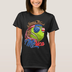 Camiseta Famosa Pelota De Tenis De Merica Y Bandera De Ee.U