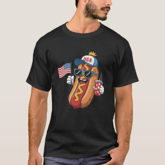 Camiseta Famoso 4 de julio Hotdog Patriotic USA Flag 4