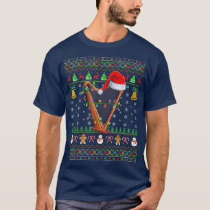 Camiseta Famoso amante de la música Harp Navidad Santa Hat