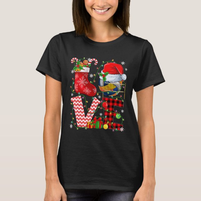 Camiseta Famoso amor Voleibol Bolas Santa Hat Navidades Lig (Anverso)