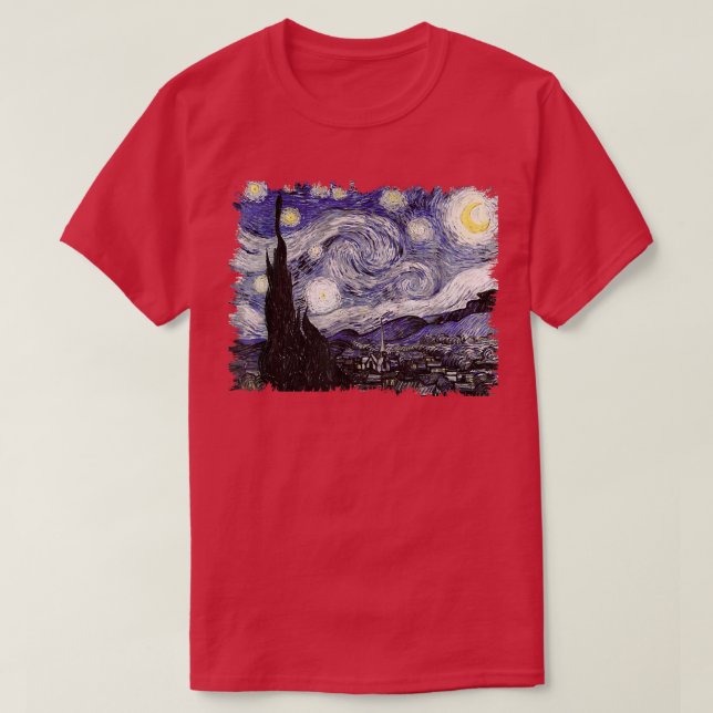 Camiseta Famoso Arte Clásico La Noche Starry Remix Van Gogh (Diseño del anverso)