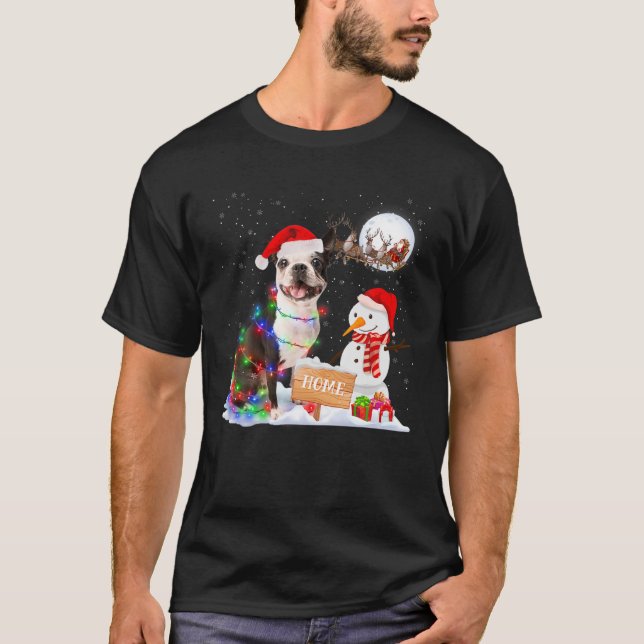 Camiseta Famoso Bulldog francés Perro Navidad Snowman Xmas  (Anverso)