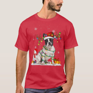 Camiseta Famoso Bulldog Santa Francés Reindeo Fairy Light C