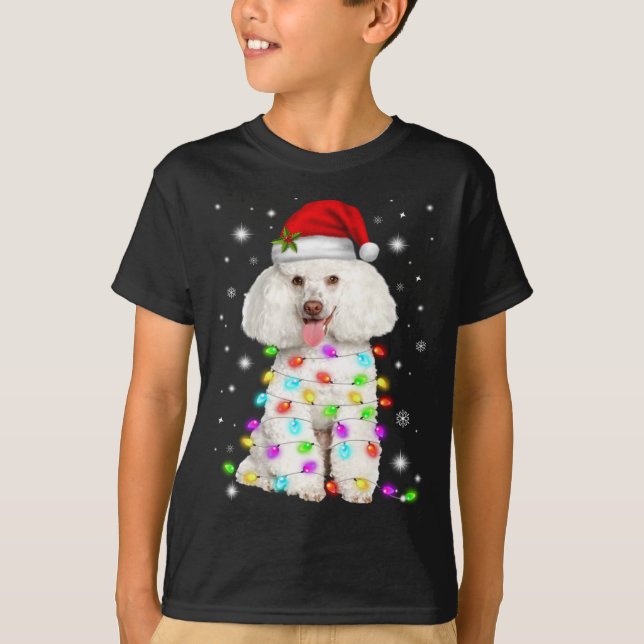Camiseta Famoso canalla francés de perro de Santa Hat Navid (Anverso)