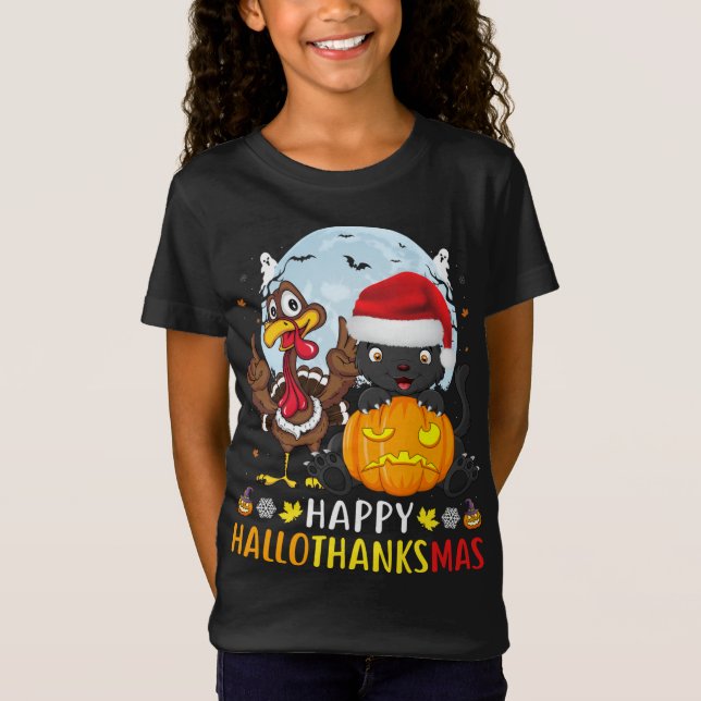 Camiseta Famoso Cat Halloween Y Feliz Navidad Hall (Anverso)